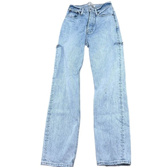 Abercrombie & Fitch Jeans Women 24/00R Blue Dad‎ High Rise Cut Out Button Fly - Picture 1 of 14
